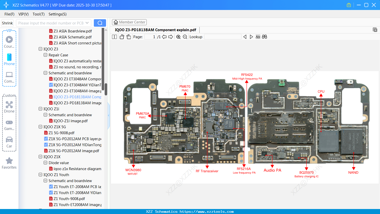VIVO IQOO Z3-PD1813BAM Component Explain